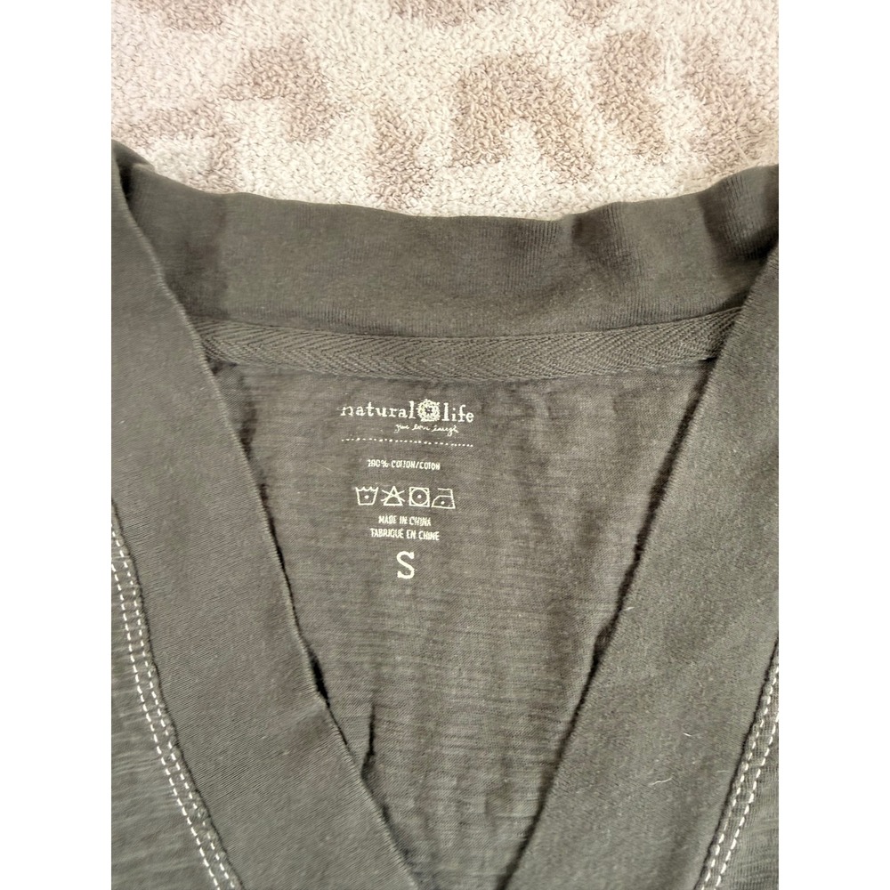 Natural Life Charlie V-Neck Cotton Tunic Dress Olive Green Patch Pockets Size S - Picture 11 of 11
